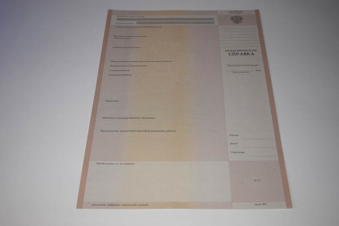 Академическая Справка Вуза 1996-2009